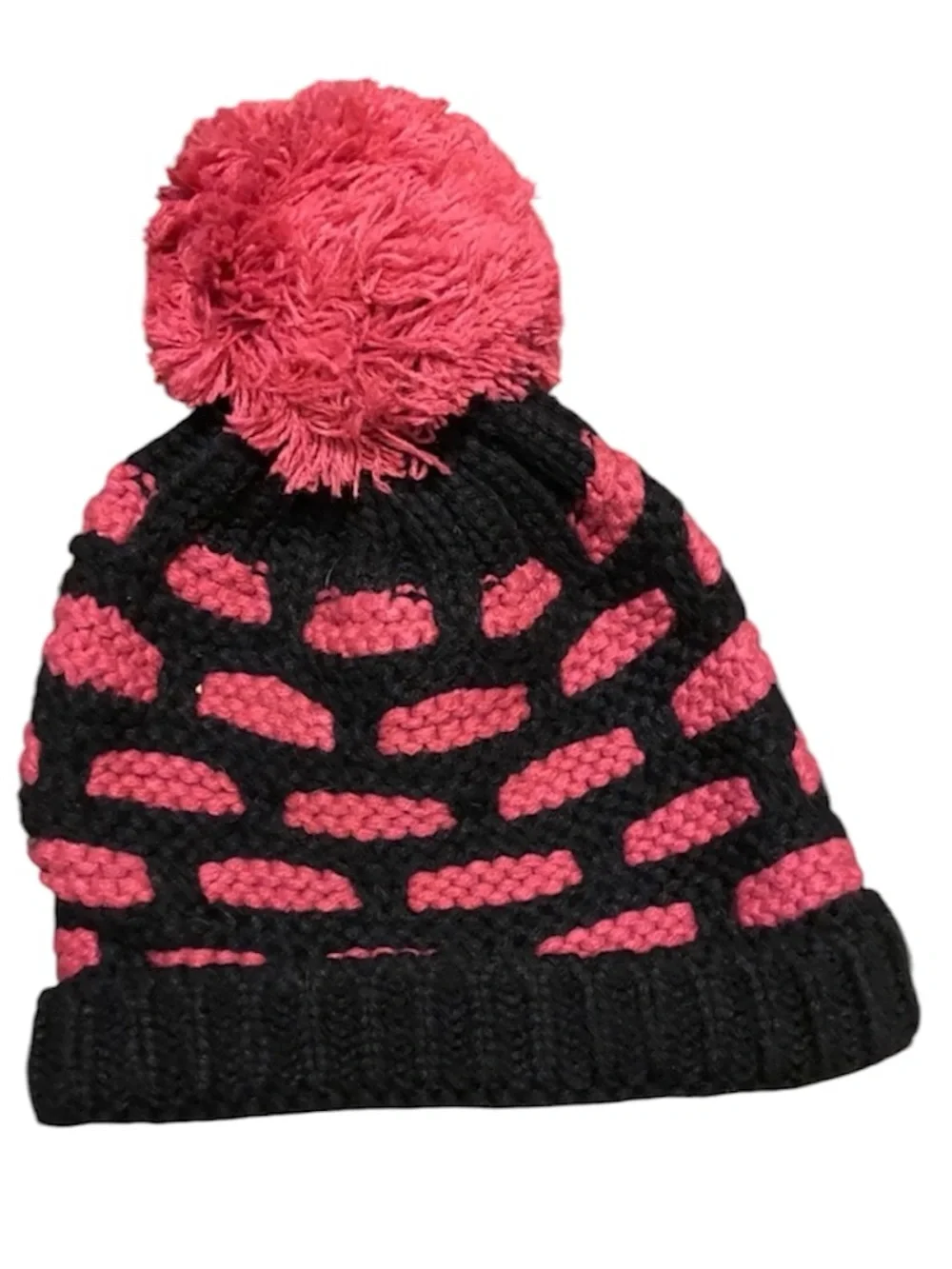 Hot Pink & Black Pom Beanie